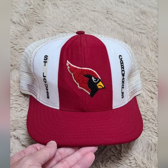 Vintage Lucky Stripes Snapback Trucker Hat St. Louis Cardinals Red and White Cap - Picture 7 of 7